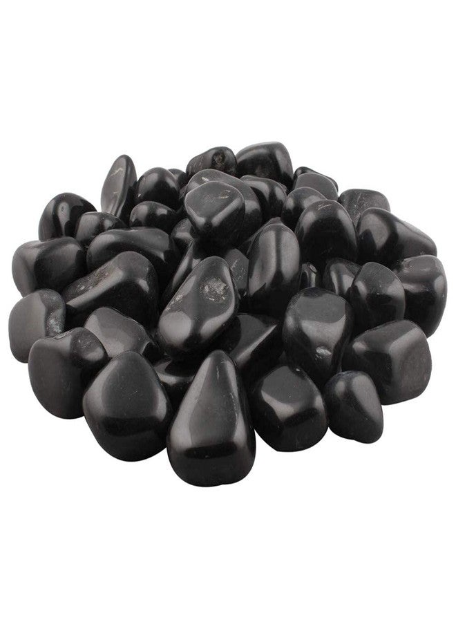 Ercole® Polished Glossy Decortaive Natural Stone Pebbles for Home Garden Table Decor & Vase Fillers (Black, 2Kg) - Image 1